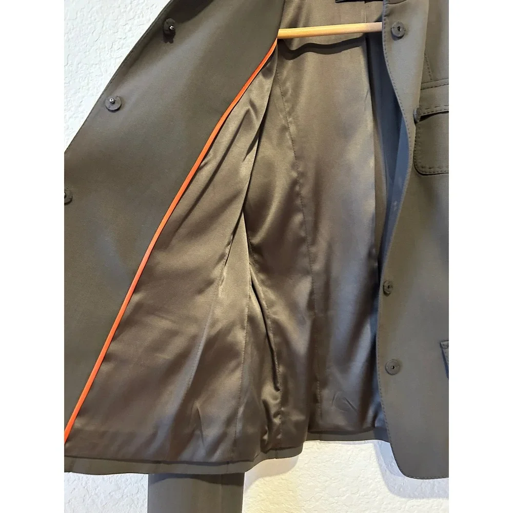 Elie Tahari Blazer Sz 4 Brown Wool Blend Mock Neck Utility Jacket Career Staple